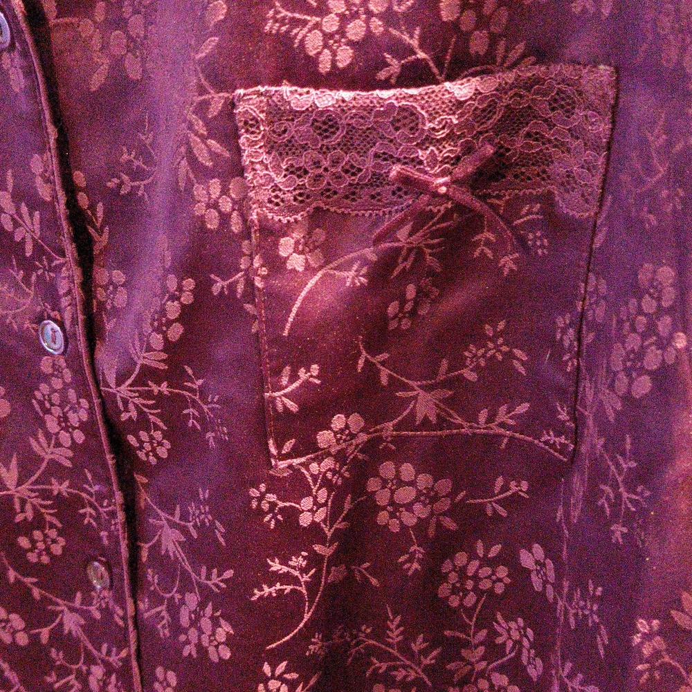 FINAL PRICE NWT Miss Elaine Deep Plum Floral Design Pajamas Lg - Picture 8 of 10